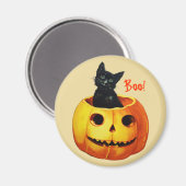 Kat in Pompoen Halloween Magnet Magneet (Voorkant / Achterkant)
