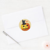 Kat in Pompoen  Halloween Stickers (Envelop)