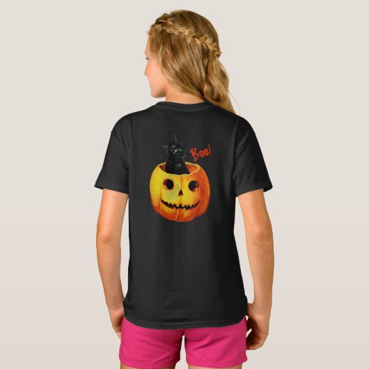Kat in pompoen Halloween T-shirt (Achterkant volledig)