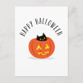 Kat in pompoen Happy Halloween Briefkaart (Voorkant)
