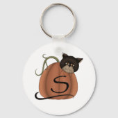 Kat in pompoen sleutelhanger (Voorkant)