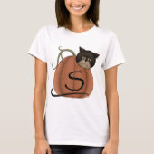 Kat in pompoen t-shirt (Voorkant)