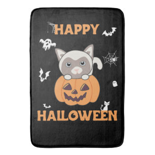 Kat in pompoen zoete katten gelukkig Halloween bad Badmat