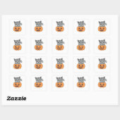 Kat in pompoen, zoete katten, Happy Halloween Vierkante Sticker (Vel)