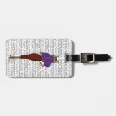 Kat in rode dress bagagelabel (Voorkant horizontaal)