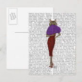 Kat in rode dress briefkaart (Voorkant / Achterkant)