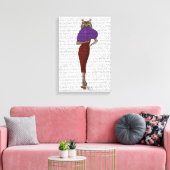 Kat in rode dress canvas afdruk (Insitu (Woonkamer))