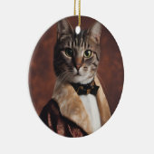 Kat in Roken Jas Keramisch Ornament (Rechts)