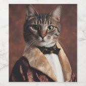 Kat in Roken Jas Wijn Etiket (Enkel label)