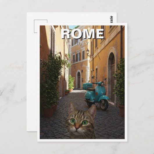 Kat in Rome Cobblestone straat Italië Briefkaart (Voorkant / Achterkant)