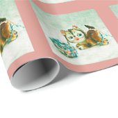 kat in roze plaid cadeaupapier (Rol Hoek)