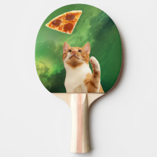 Kat in ruimte pizza pepperoni grappig schattig nev tafeltennisbatje