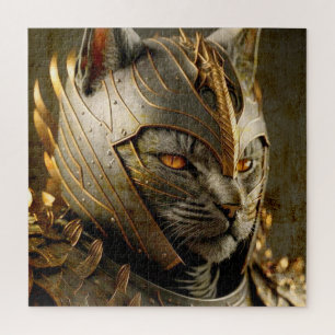 Kat in Samurai Helmet. Legpuzzel