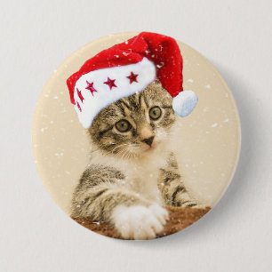 Kat in Santa Hat Button