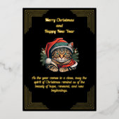  kat in Santa Hat Kerst Folie Kaart (Voorkant)