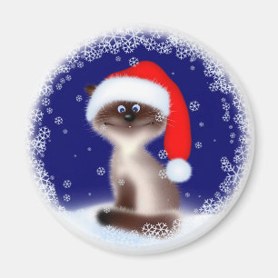 Kat in Santa Hat Magneet