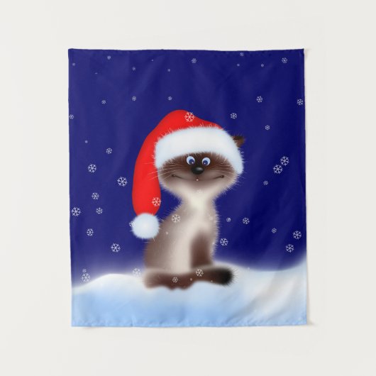 Kat in Santa Hat Wandkleed (Voorkant)
