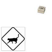 Kat in silhouet in een diamant 	rubberstempel (Gestempeld)