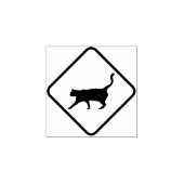 Kat in silhouet in een diamant 	rubberstempel (Afrduk)