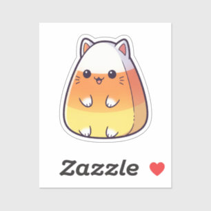 Kat in snoepmais - Schattige Chubby Halloween Sticker