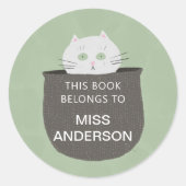 Kat in sticker voor mandje (Voorkant)