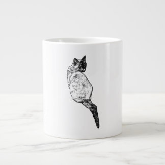 Kat in stille contemplatie extra grote beker