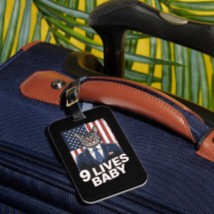 Kat in suite met Trump haar Amerikaanse vlag 9 lev Bagagelabel