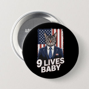 Kat in suite met Trump haar Amerikaanse vlag 9 lev Ronde Button 7,6 Cm