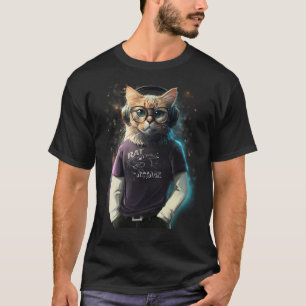 Kat in t-shirt, hoofdtelefoon en bril t-shirt