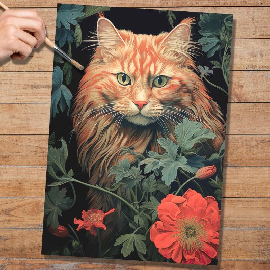 Kat in Tapestry 2 Decoupage papier