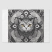 Kat in Tattoo stijl -Decoupage- Tissuepapier (Voorkant)