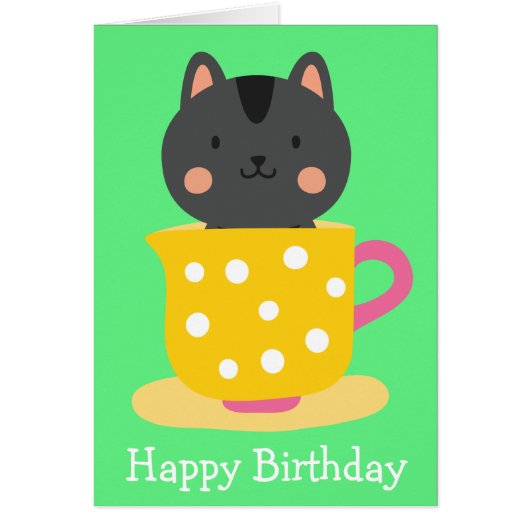 Kat in teacup-cartoon op munt (Voorkant)