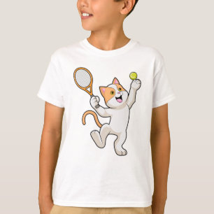 Kat in Tennis met Tennis racket T-shirt