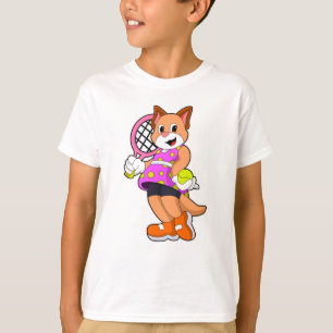 Kat in Tennis met Tennis racket T-shirt