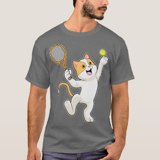 Kat in Tennis met Tennis racket T-shirt