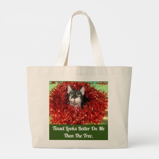 Kat in Tinsel Canvas tas (Achterkant)