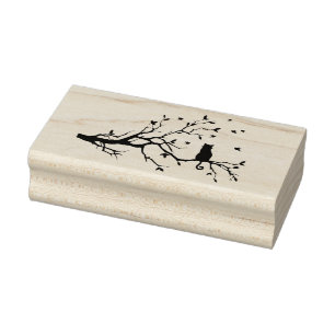 Kat in Tree Silhouette Rubberstempel