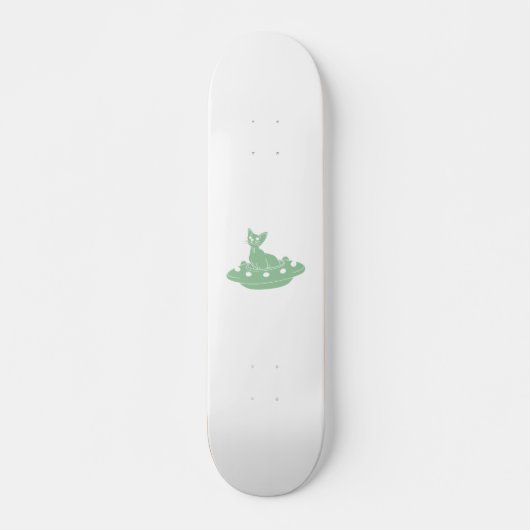 Kat in Ufo - Kies achtergrondkleur Skateboard (Voorkant)