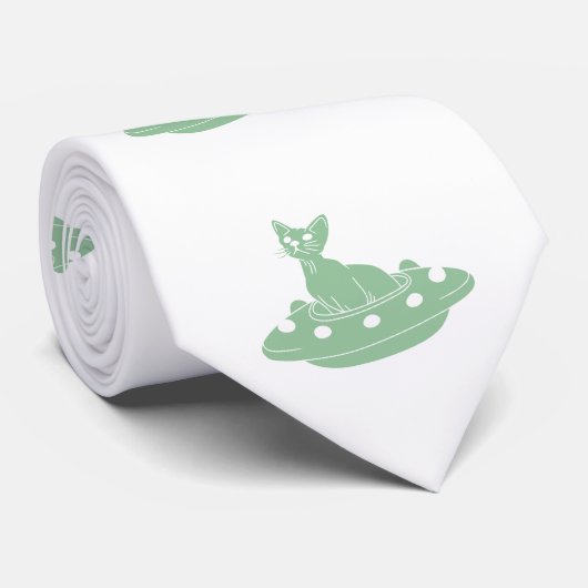 Kat in Ufo - Kies achtergrondkleur Stropdas (Opgerold)