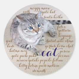 Kat in vele talen ronde sticker