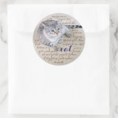 Kat in vele talen ronde sticker (Tas)