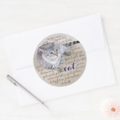 Kat in vele talen ronde sticker (Envelop)