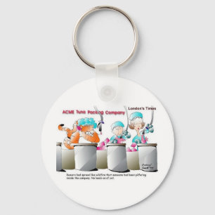 Kat in visfabriek - grappige cadeautjes en verzame sleutelhanger