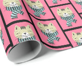 kat in wintersjaal cadeaupapier (Rol Hoek)