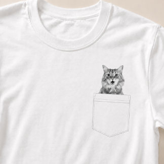 Kat in zak | Aangepaste huisdierfoto B & W T-shirt