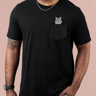 Kat in zak Op maat gemaakte huisdierfoto zwart-w T-shirt