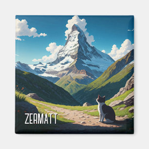 Kat in Zermatt Zwitserland Matterhorn Magneet