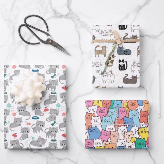 Kat inpakpapier, Kitten cadeaupapier, Dierenpapier Inpakpapier Vel (Voorkant)