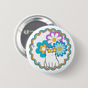 Kat is een ster ronde button 5,7 cm