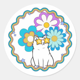 Kat is een ster ronde sticker